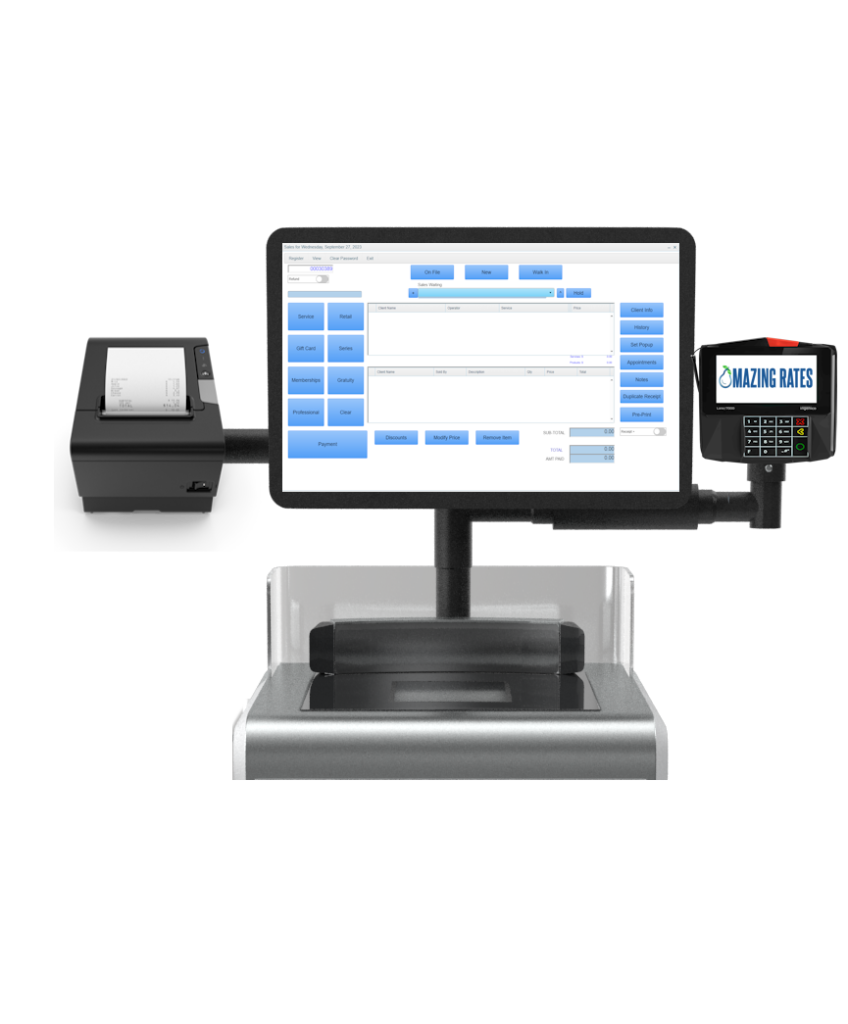 pos point of sale hardware is included for an extra fee when you subscribe to our salon and spa software.